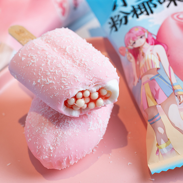 Abink's pink Coconut Popsicle Perfectly Blends Crispy Coconut Flavor with Rich Chocolate Milk Additives. a Trending Bagged Treat