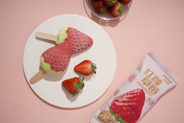 Abink 3D Sharp Popsicle Ice Cream Strawberry Beauty Milk Flavor with Strawberry Additives Packaged in Bag