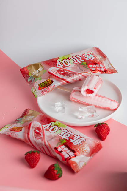 Abink Happy Strawberry 40° Ice Cream Fresh Fruit Flavor Frozen Dessert Ready to Eat