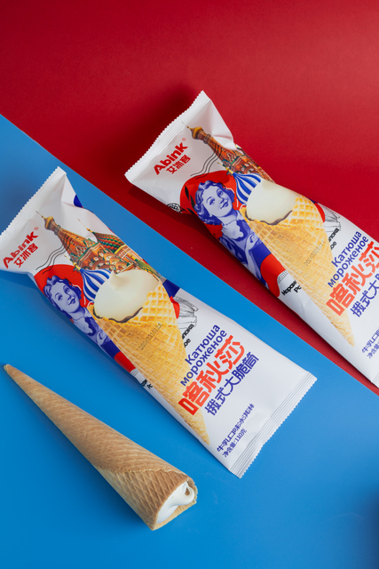 Abink Katyusha Russian Style Eco-Friendly Big Crispy Crispy Tube Ice Cream Egg Flavor Includes Milk